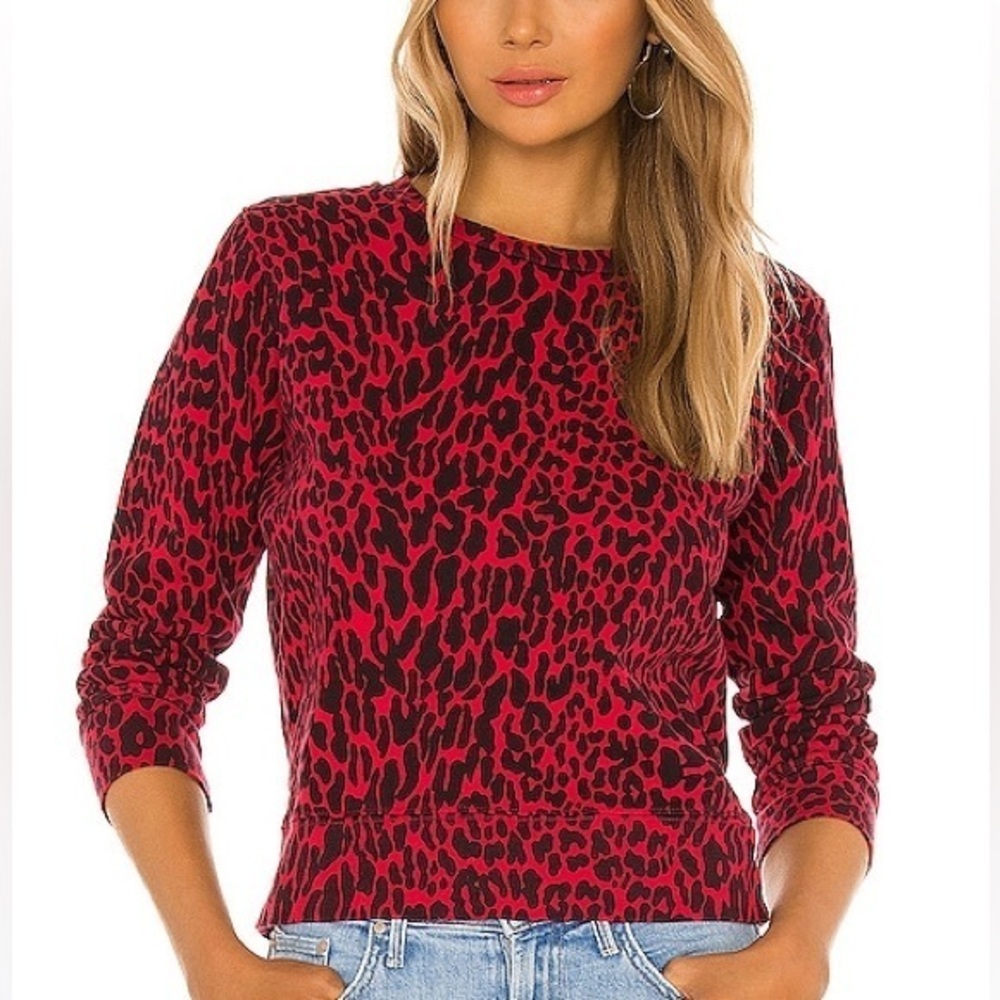 Mother Denim The 3/4 Sleeve Koozie Sweatshirt size XS in Radioactive Paws
